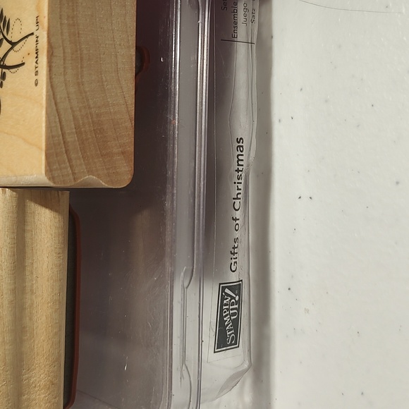 Stampin' Up! Gifts Of Christmas Stamp Set Red Rubber Wood Mounted Set Of 3 - Picture 2 of 4